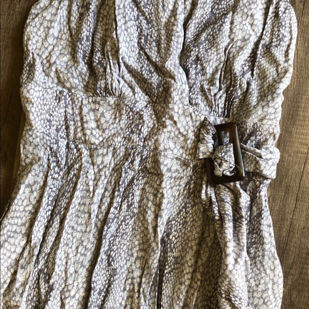 Anthropologie Anthropologie Marfa Dress Snakeskin Gray Motif Tie Wrap Midi 2 - Picture 7 of 11